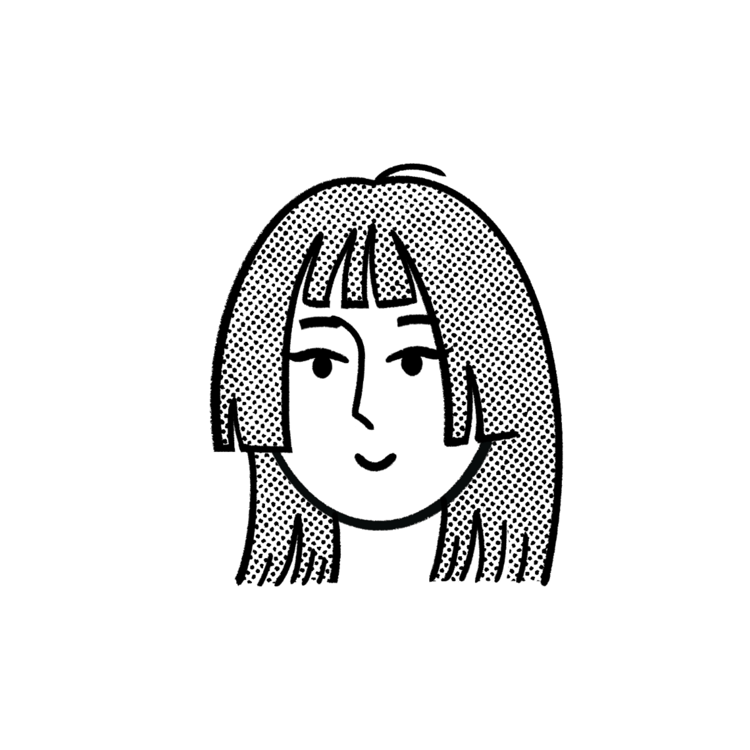 Ilustración del rostro de Yaidi Garcia, desarrolladora frontend, en estilo línea blanco y negro